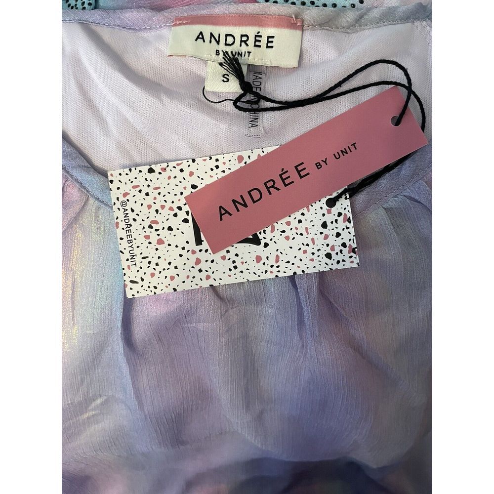 Andree By Unit Women's  Long‎ Sleeve Sheer Rainbow Shirt W/lining Size S NWT - Picture 3 of 4